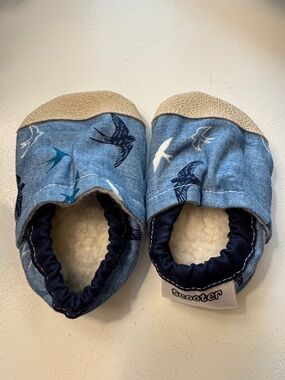 Blue Bird Pattern Baby Booties